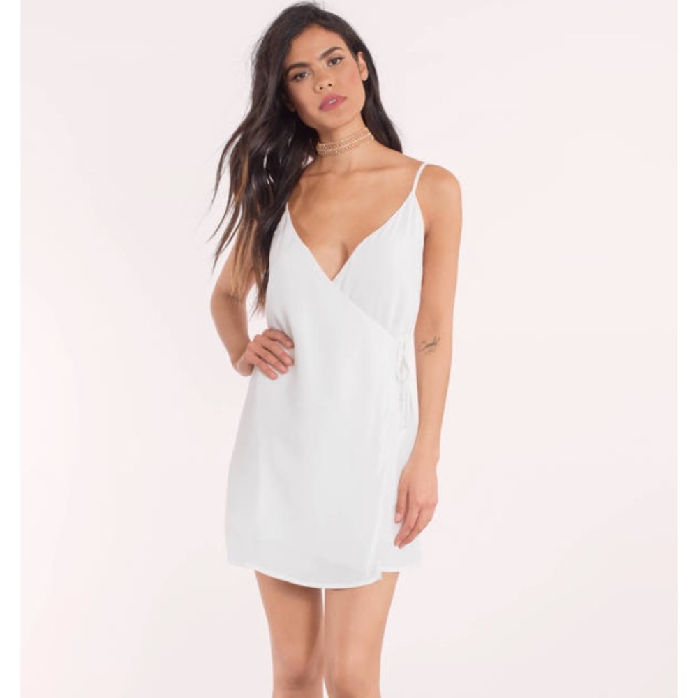 Wrap tie White Graduation Dress